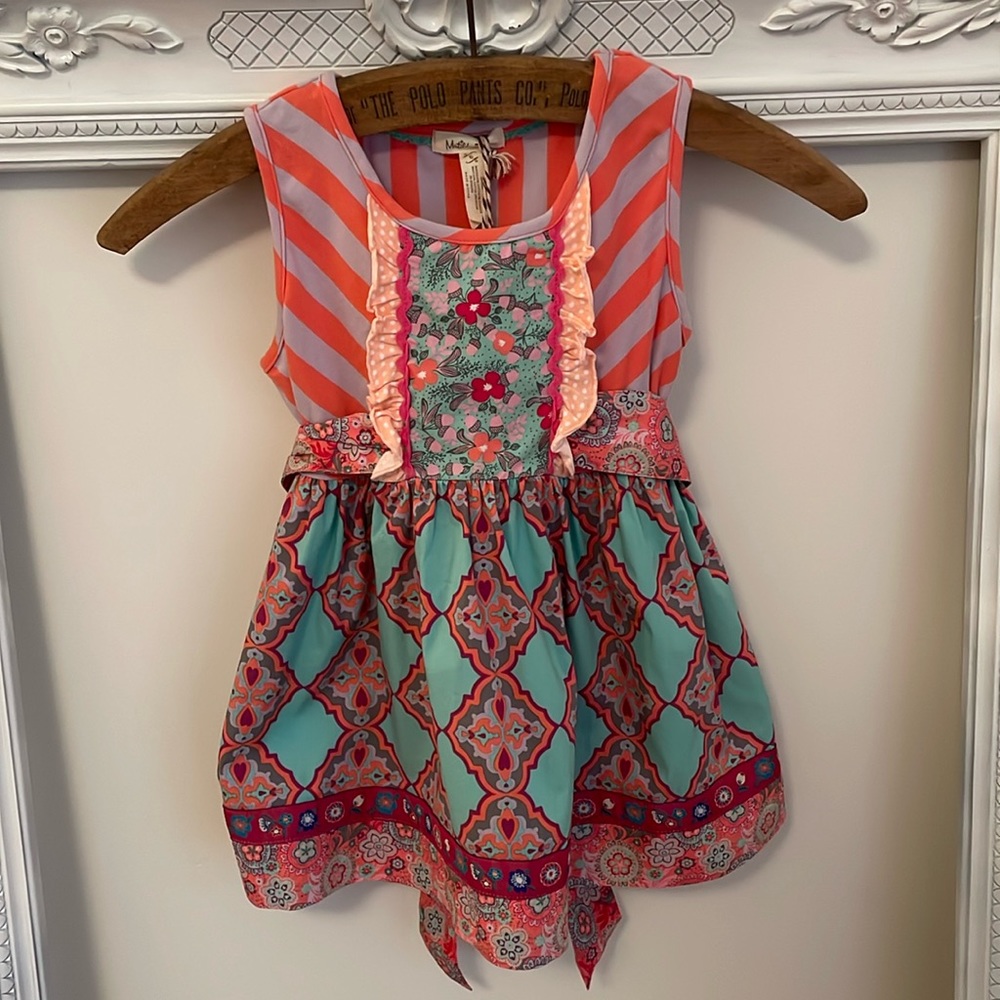 NWT Matilda Jane Colorful Swing Tank Dress size 6 Floral Stripes